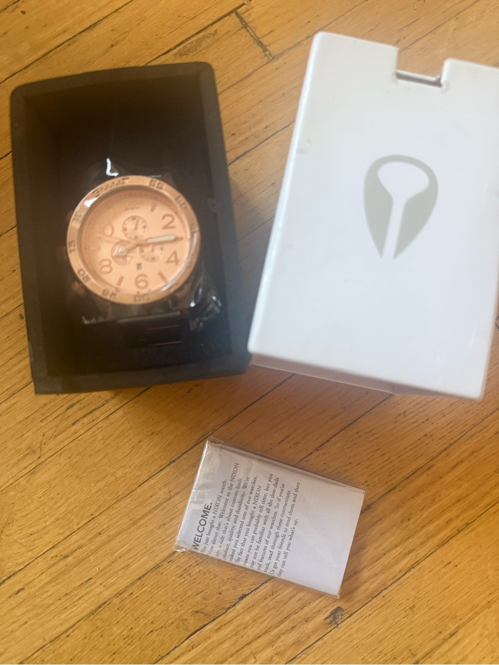 Nixon Rose Gold Chronograph Watch 51-30- quality replica!